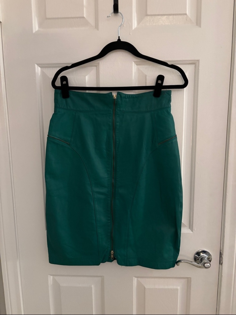 G-111 Leather Zip-Front Pencil Skirt size 13/14
